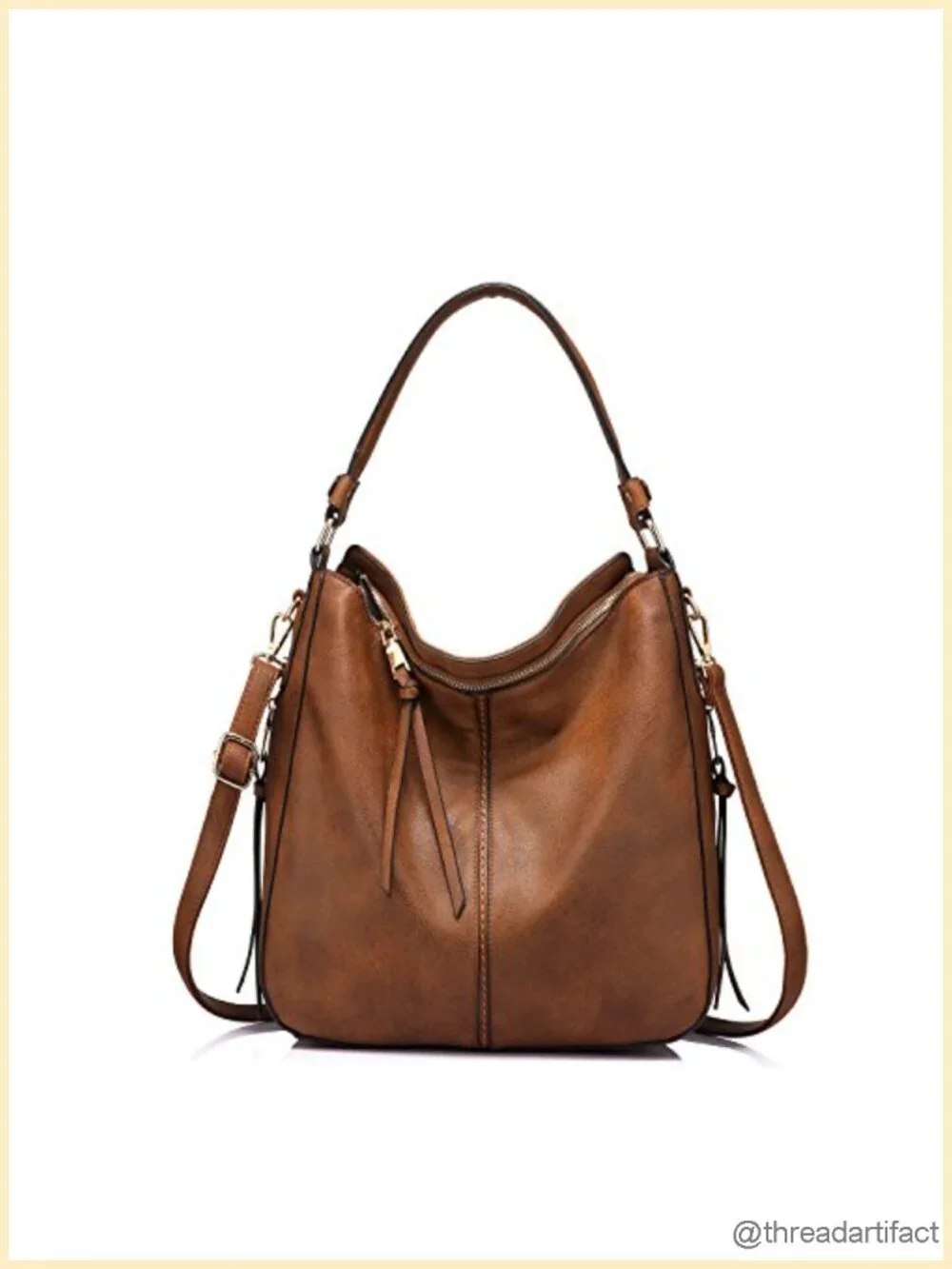 Faux Leather Hobo Crossbody Bag Large Capacity Tote Shoulder Purse